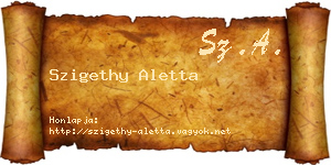 Szigethy Aletta névjegykártya
